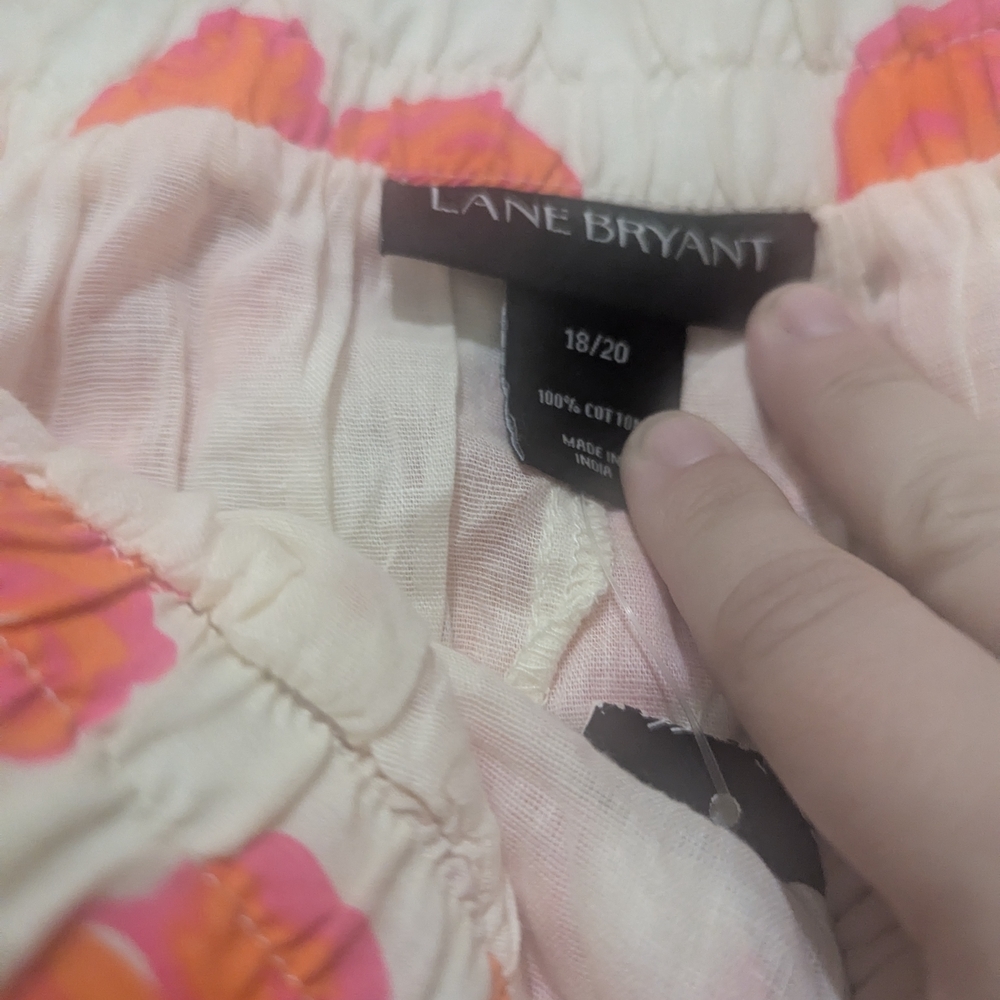 Lane Bryant A-Line Skirt with Orange and Cream Floral Pattern - Picture 2 of 5